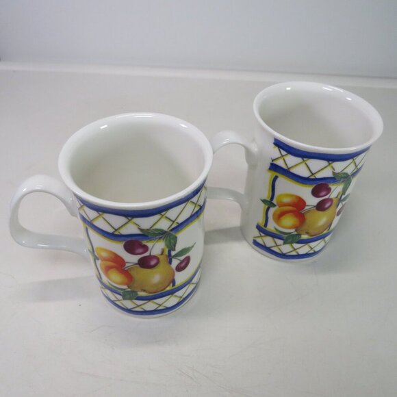 Roy Kirkham Majolica (2) coffee mug tea cup fine bone china England FRUIT - Picture 5 of 7